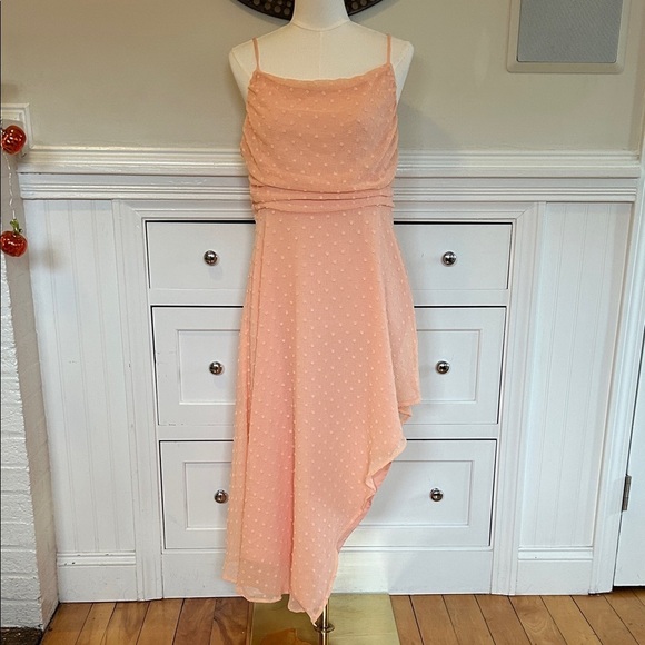 NBD Dresses & Skirts - NBD Revolve Pink Swiss Dot Asymmetrical Hem Dress | Light Pink | Size XL